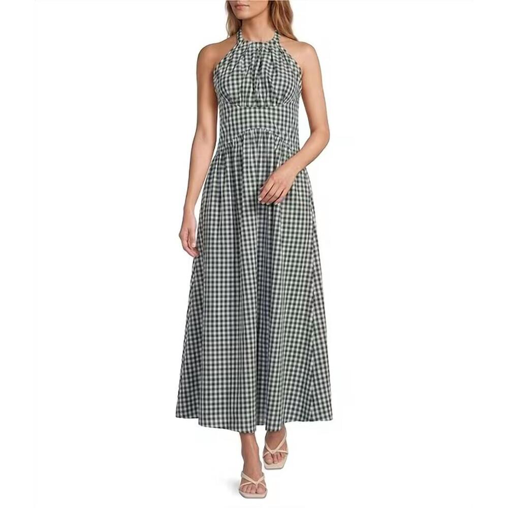 NEW LUCY PARIS gingham maxi dress in green